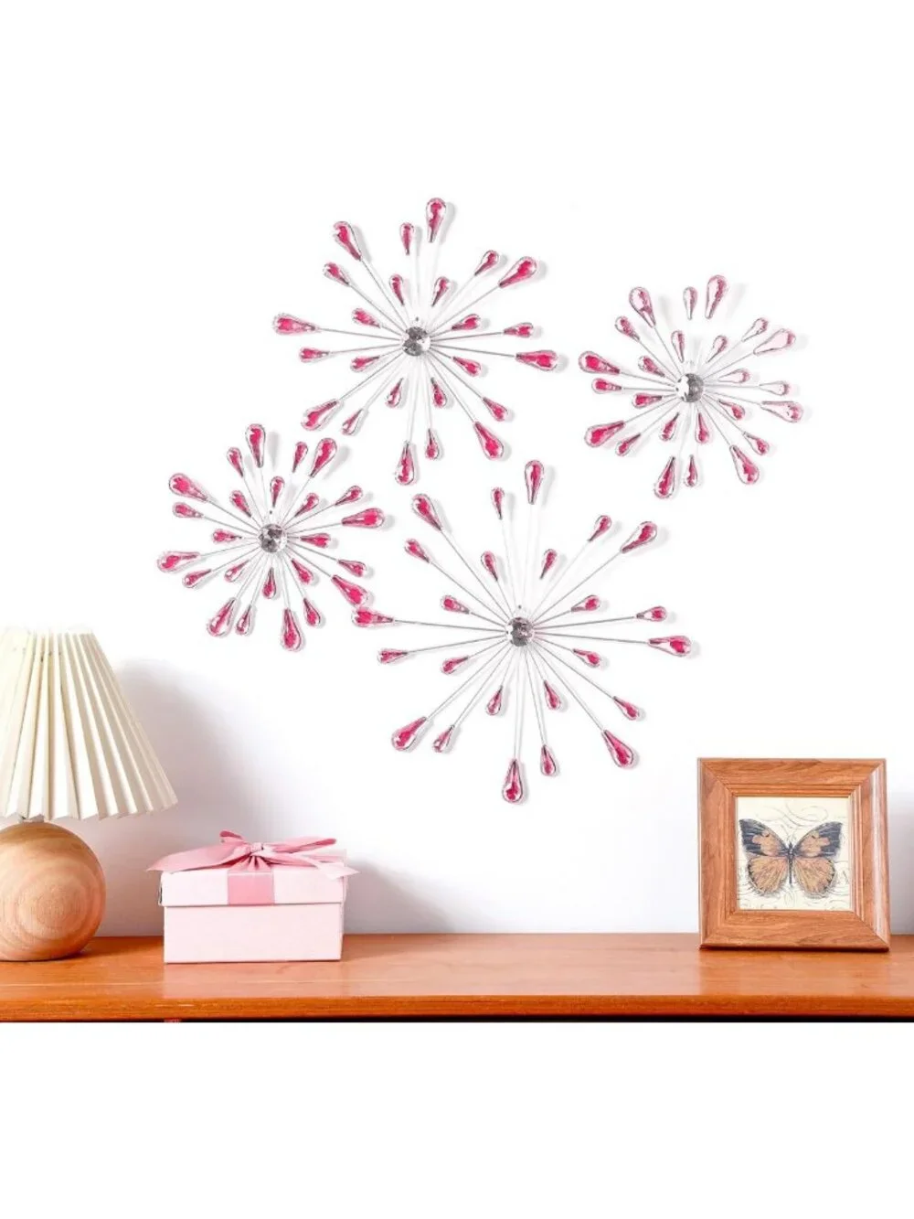 4 Pcs Starburst Wall Decor - Bling Crystal Teardrop 3D Hanging Art for Home